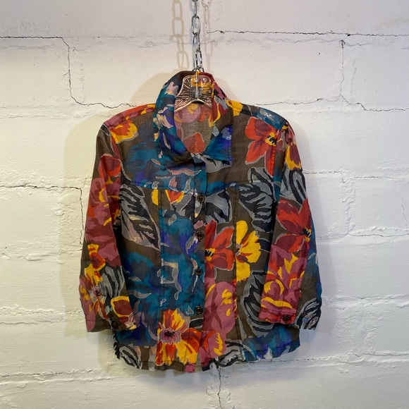 Tony Morgan Womens Blouse Brown/Black in a Bright Floral Pattern Size S - Picture 6 of 16